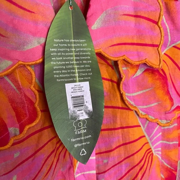 FARM RIO Bright Forest Midi Dress Size XS NWT - Picture 6 of 7